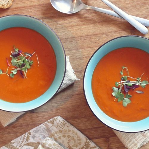 Dairy free roasted red pepper tomato soup